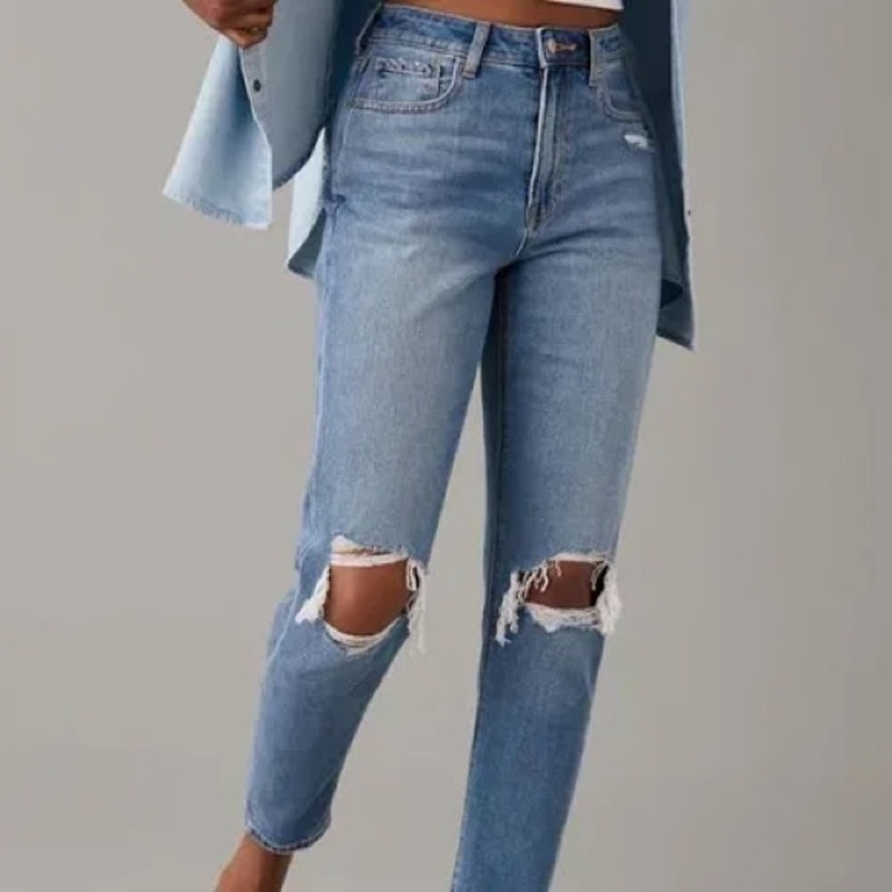 American Eagle Mom Jeans with Ripped Knee